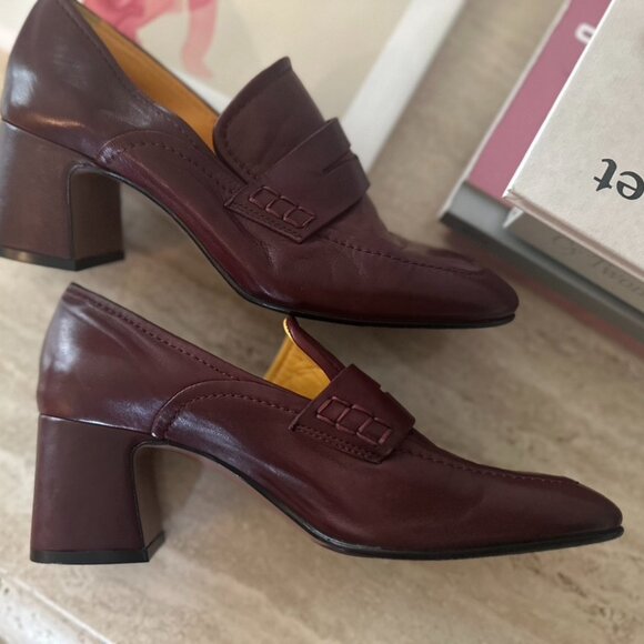 Mara Bini Leather Heeled Loafers - Picture 4 of 11